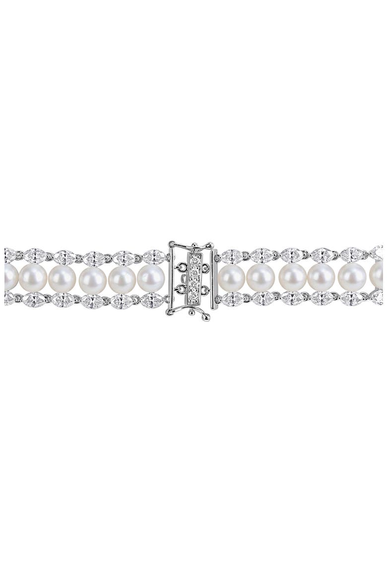 Sterling Silver Cultured Freshwater Pearl Bracelet, Alternate, color, WHITE GOLD