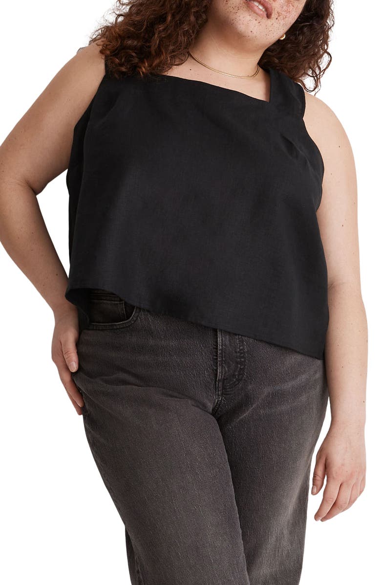 Madewell Cross Back Sleeveless Linen Top, Main, color, 