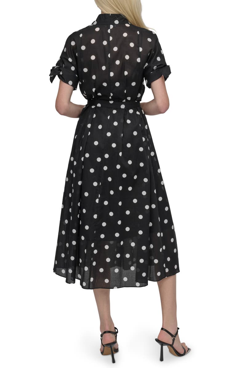 DKNY Pleated Fit & Flare Midi Dress, Alternate, color, Black/ Ivory