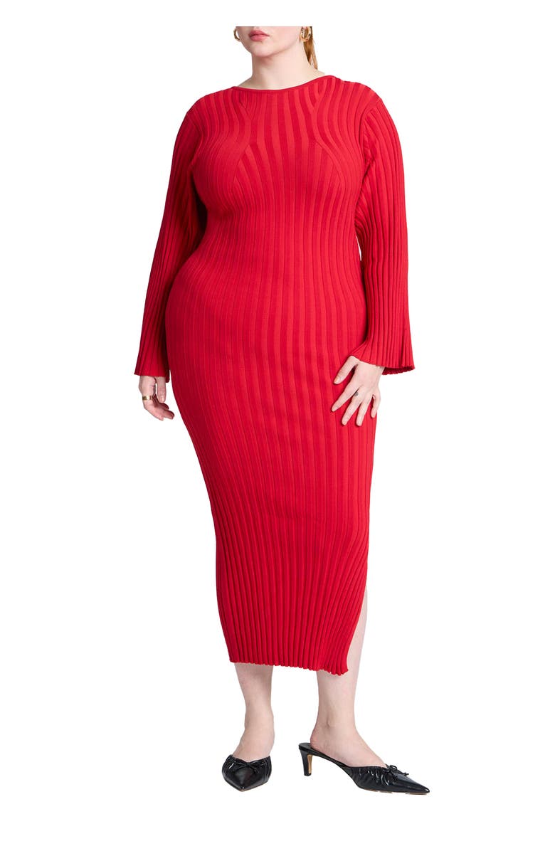 ELOQUII Wide Sleeve Maxi Sweater Dress, Main, color, Barbados Cherry