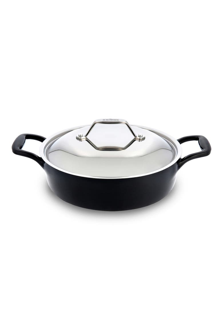 4-Quart Enameled Cast Iron Braiser, Main, color, BLACK