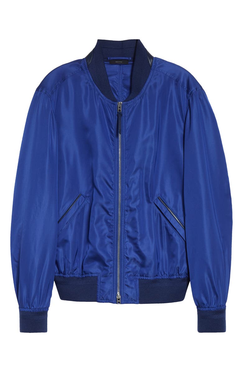 TOM FORD Technical Silk Poplin Bomber Jacket, Main, color, Royal Blue