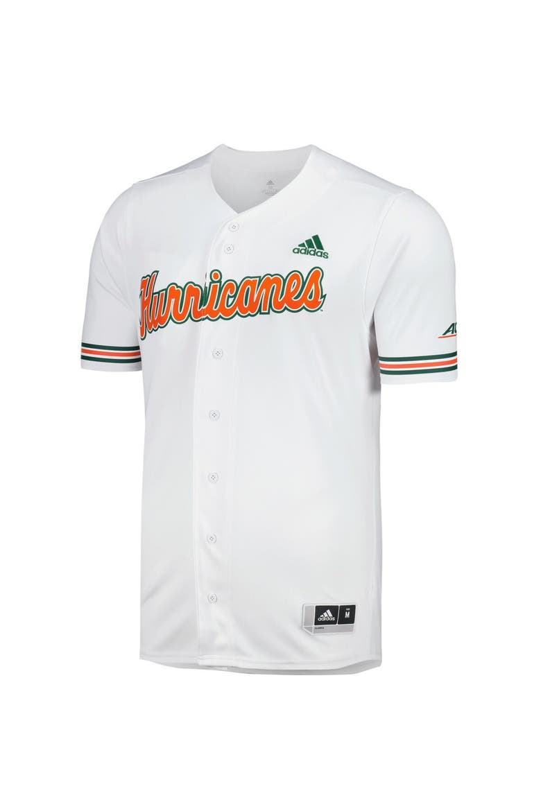 Men's adidas White Miami Hurricanes Replica Baseball Jersey, Alternate, color, White
