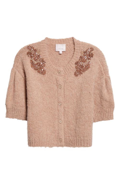 Cinq À Sept Millicent Embellished Puff-sleeve Cardigan In Neutral
