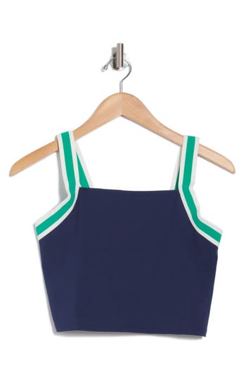 90 Degree By Reflex Wonderlink Stripe Crop Tank In Blue