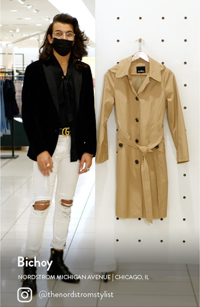 Water Repellent Belted Trench Coat with Removable Hood, sales video thumbnail