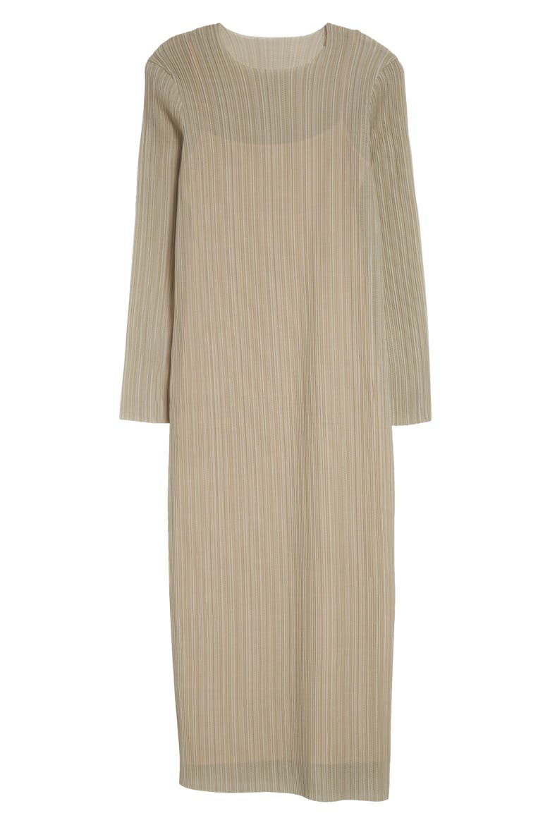 Plissé Pleat Long Sleeve Body-Con Maxi Dress, Alternate, color, DARK JADE WATER COMBO