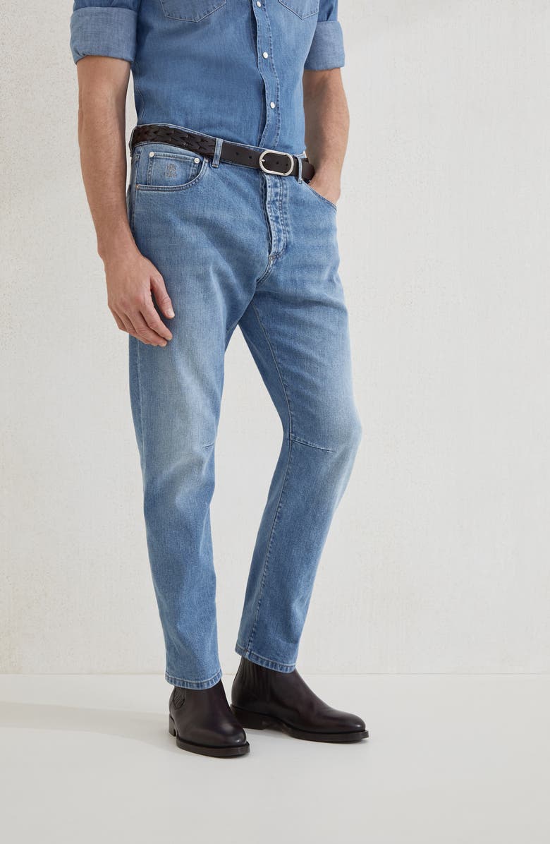 Brunello Cucinelli Leisure fit five-pocket trousers, Alternate, color, Denim