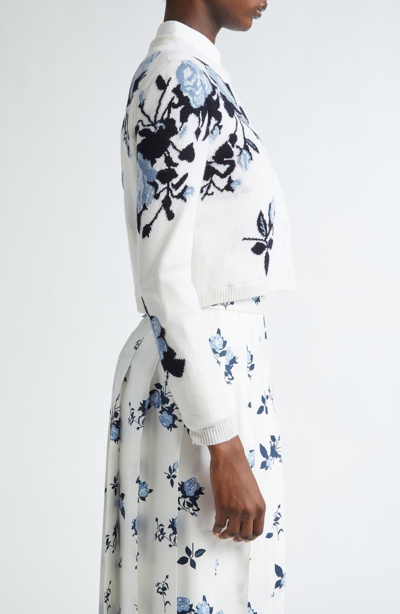 Thom Browne Blue Rose Crop Cashmere Cardigan, Alternate, color, 