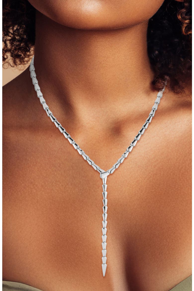 Serpent Lariat Necklace, Alternate, color, SILVER