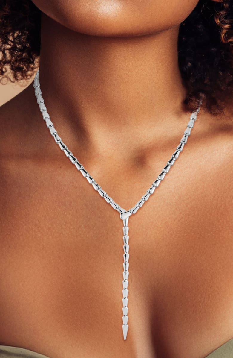 GLAZE JEWELRY Serpent Lariat Necklace, Alternate, color, Silver
