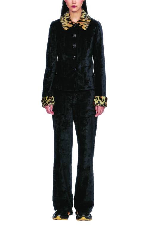 Anna Sui Tapestry Faux Fur Jacket In Black