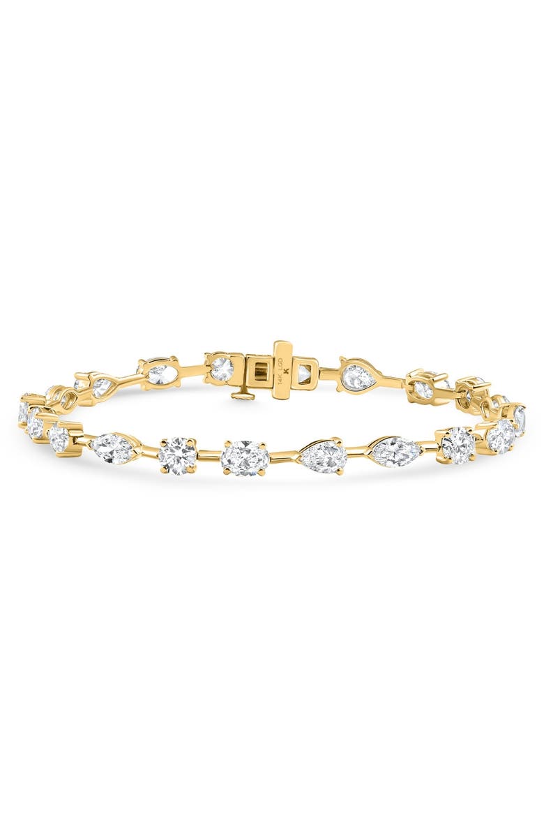 5Ct Mixed Cut Diamond Tennis Bracelet 7" 14k Gold Lab Grown, Alternate, color, 14k Yellow Gold