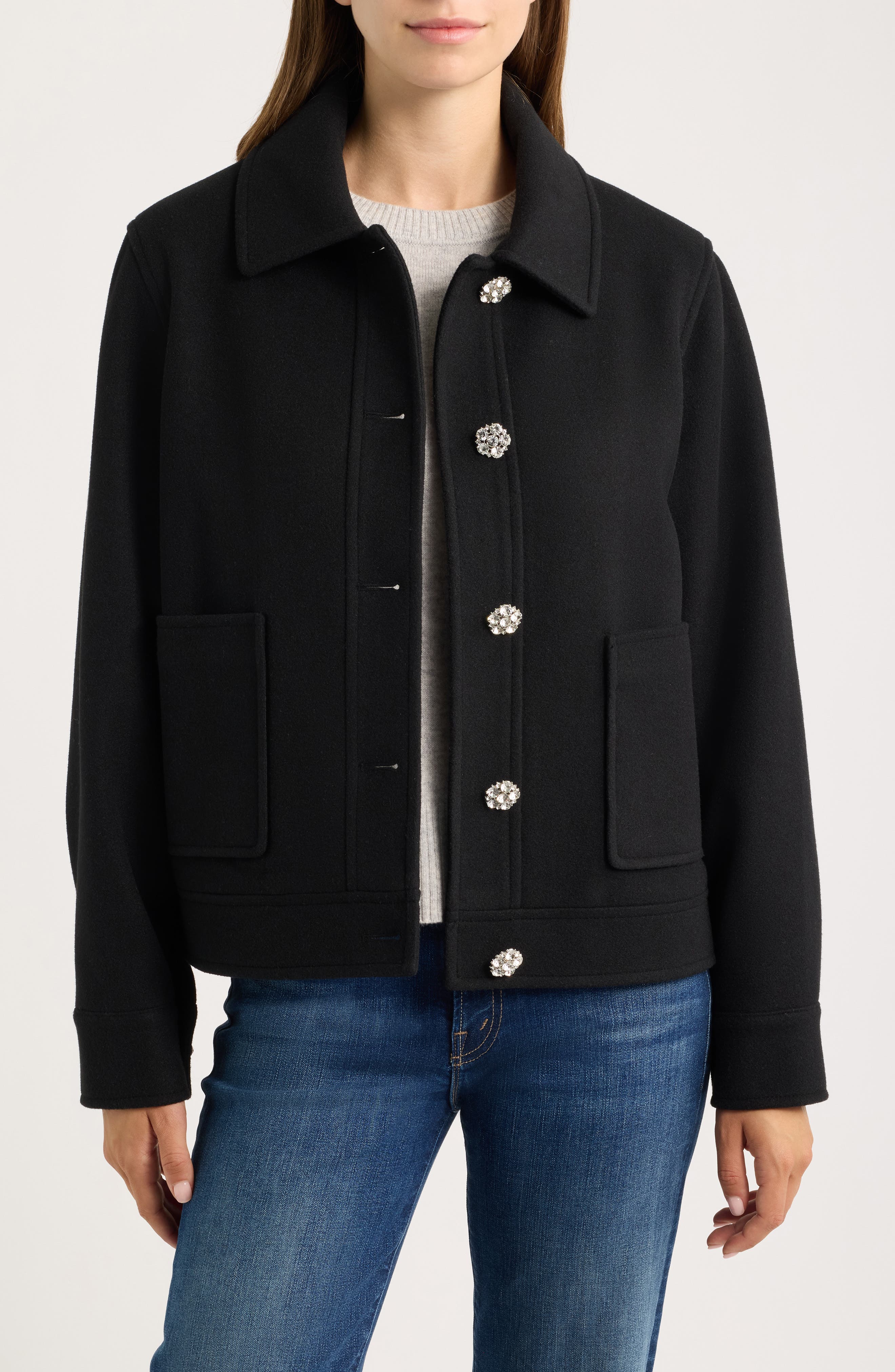 Jewel Button Flannel Jacket