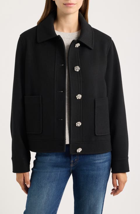 Jewel Button Flannel Jacket