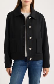 CeCe Jewel Button Flannel Jacket