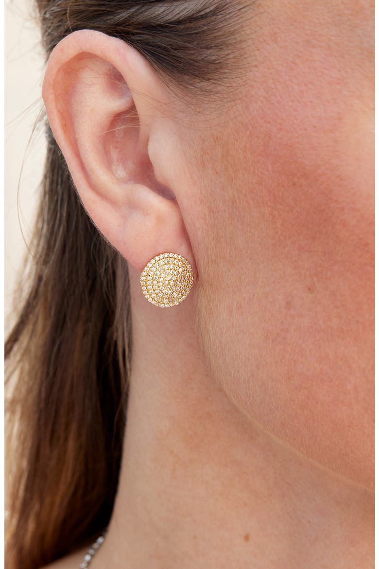 Pavé Cubic Zirconia Circle Stud Earrings, Alternate, color, YELLOW