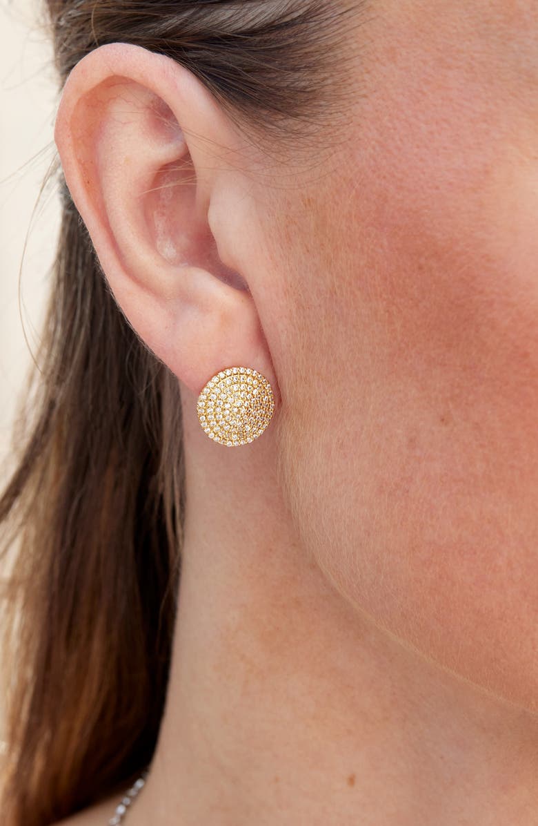 SAVVY CIE JEWELS Pavé Cubic Zirconia Circle Stud Earrings, Alternate, color, Yellow