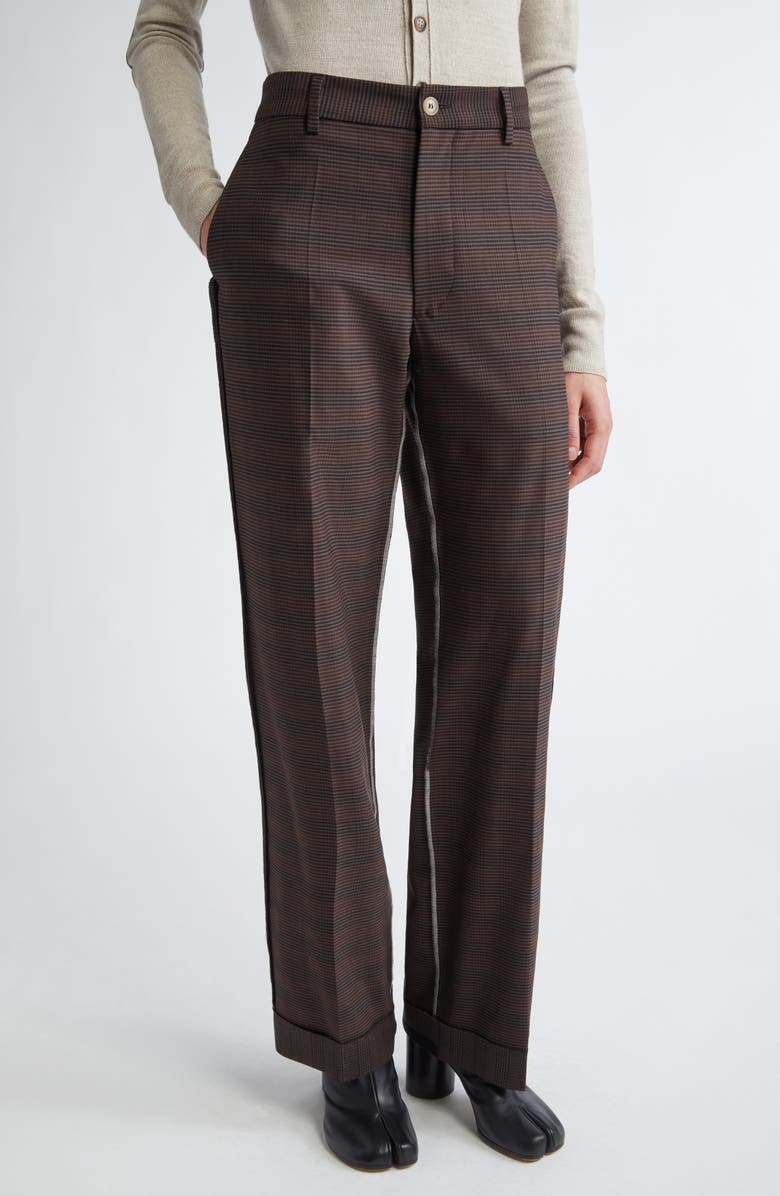 MM6 Maison Margiela Décortiqué Glen Plaid Pants, Main, color, Brown/ Black