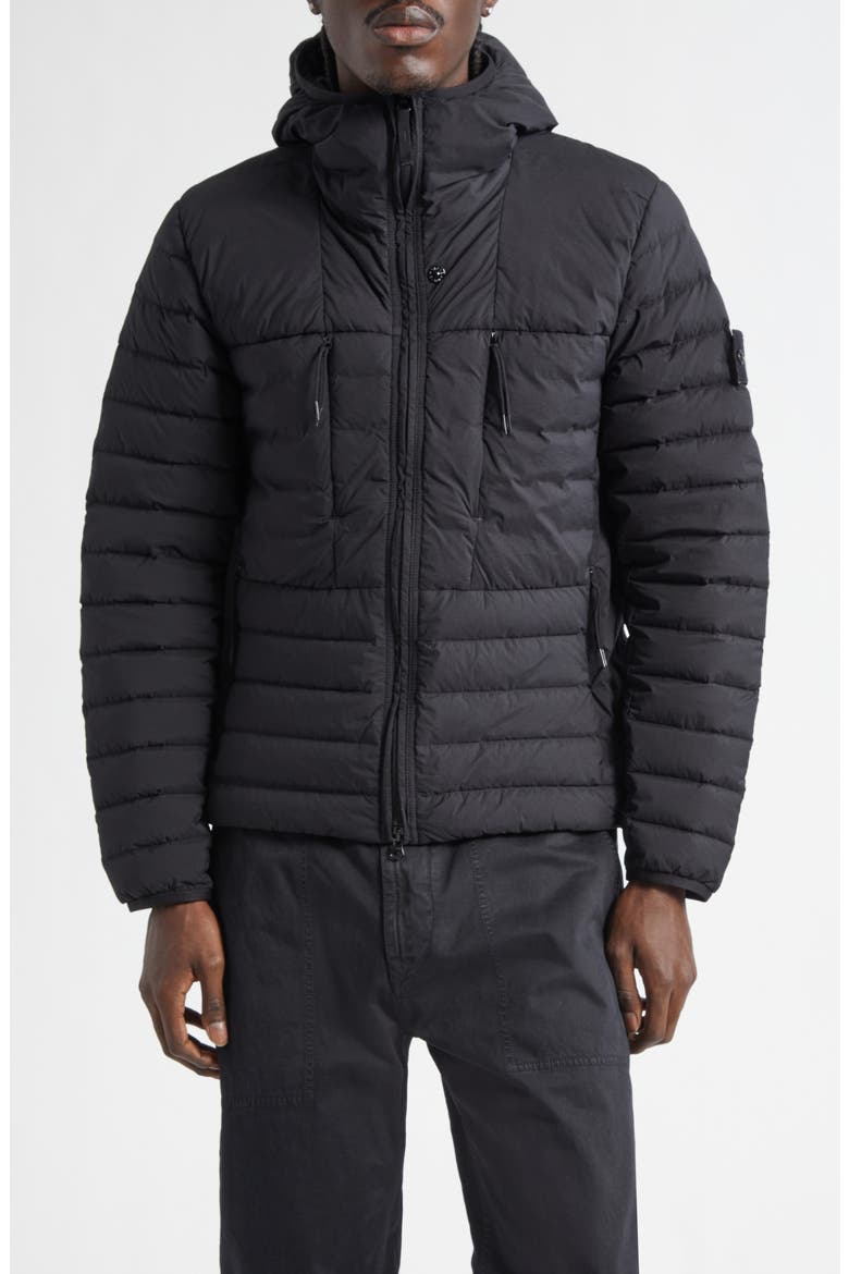 Hooded Down Puffer Jacket, Main, color, BLACK