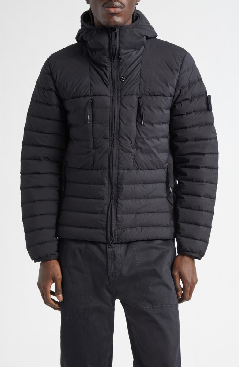 Stone Island Hooded Down Puffer Jacket, Main, color, Black