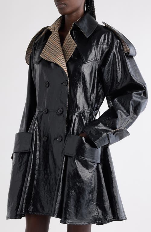 Chloé Coated Linen Belted Riding Trench Coat In Black