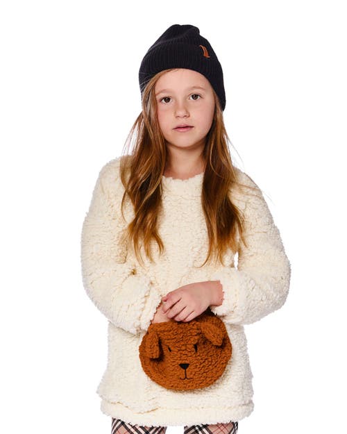 Deux Par Deux Plush Tunic With Bear Pocket In White