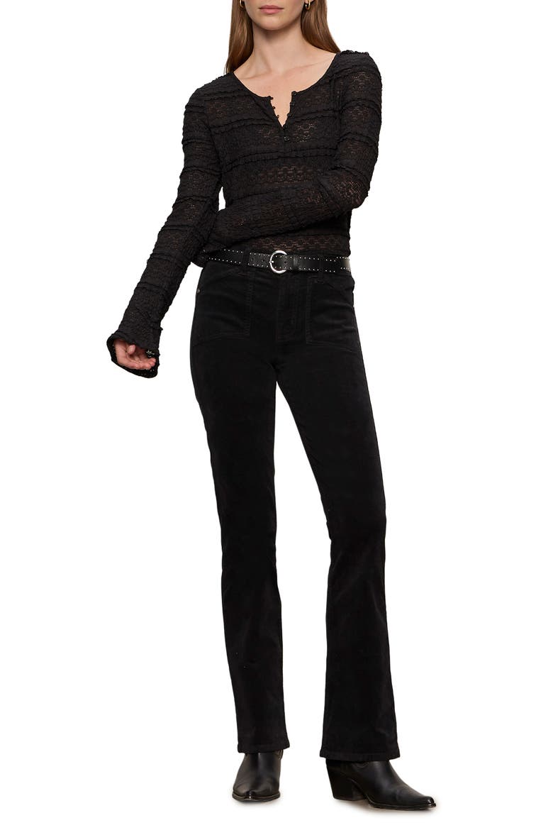 High Waist Bootcut Velveteen Pants, Alternate, color, BLACK