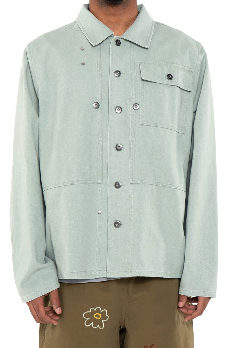 Pilot Flight Cotton Canvas Shirt Jacket, Main, color, SAGE