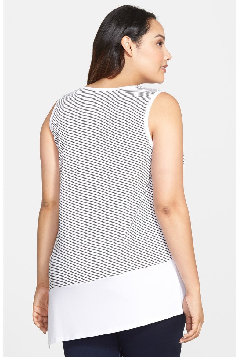 Contrast Hem Stripe Sleeveless Asymmetrical Top, Alternate, color, ULTRA WHITE