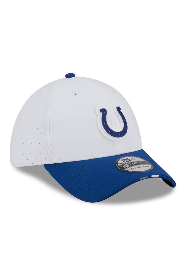 Men's New Era  White/Royal Indianapolis Colts 2025 NFL Training Camp 39THIRTY Flex Hat, Alternate, color, White