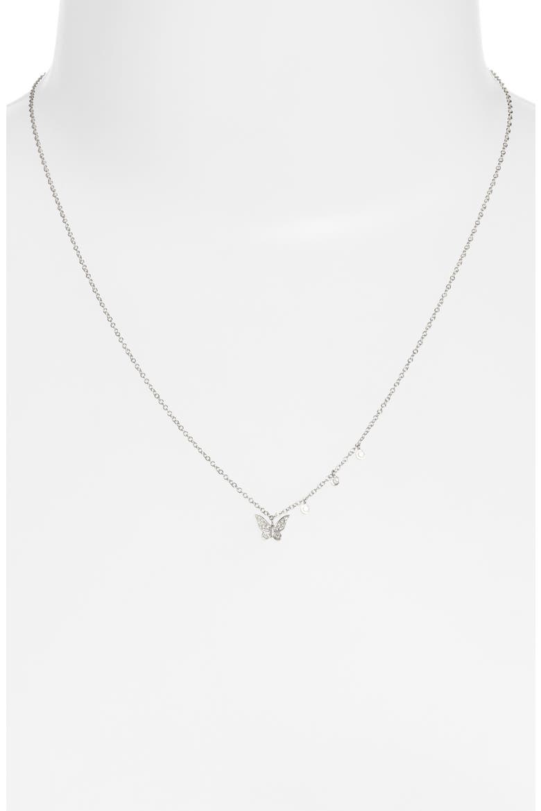 Diamond Butterfly Pendant Necklace, Alternate, color, WHITE