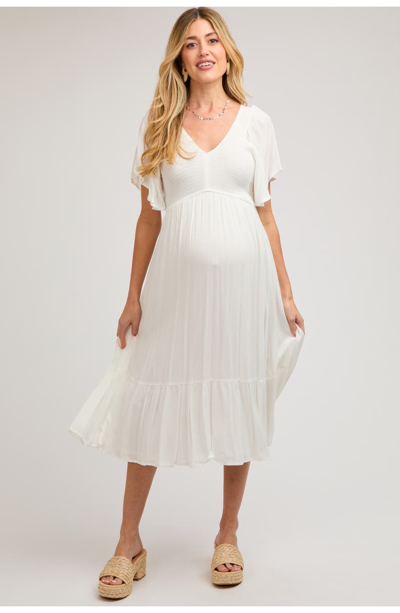 PinkBlush Smocked Ruffle Dress, Main, color, White
