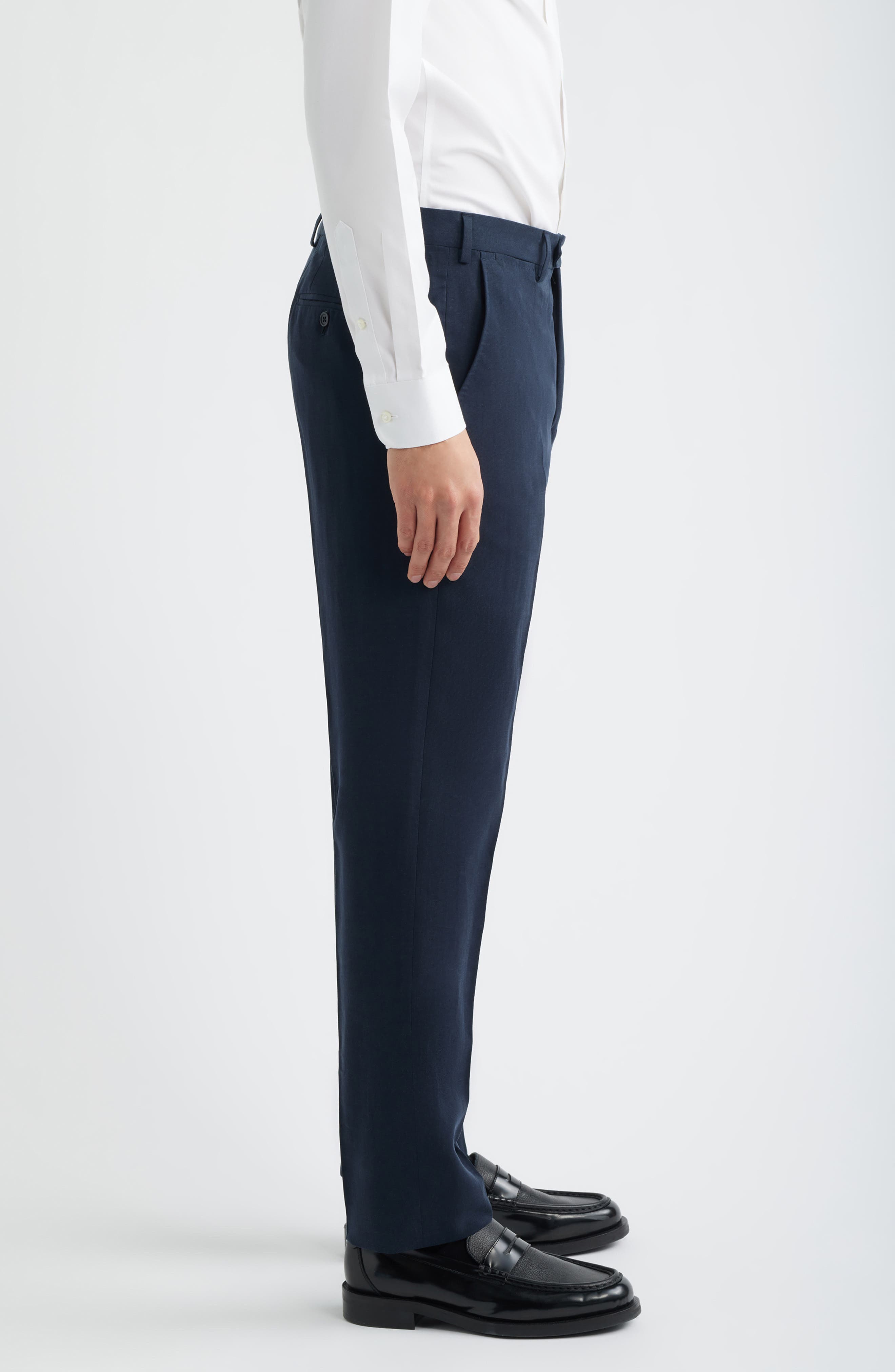 Emporio Armani Navy Flat Front Suit Pants (Men) | Nordstrom