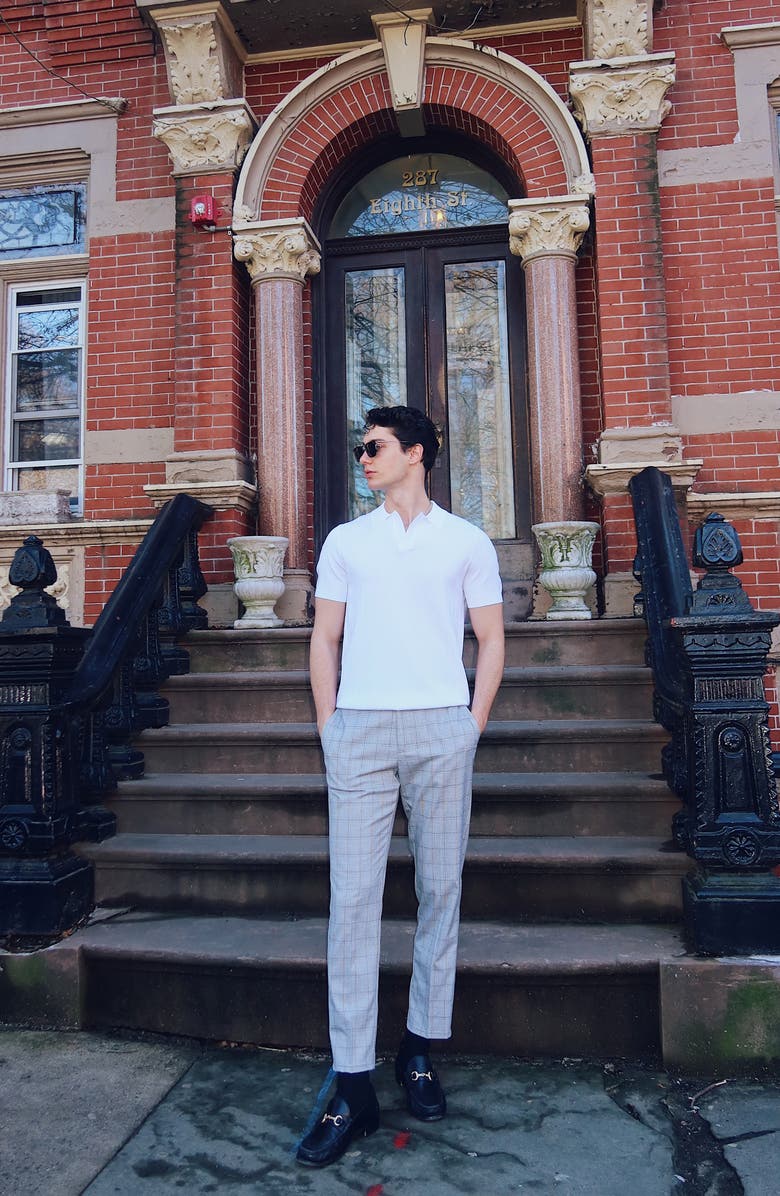 Open Edit Slim Fit Plaid Wool Blend Trousers, Alternate, color, 