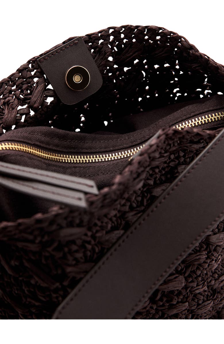 MANGO Natural Fiber Shopper Bag, Alternate, color, Chocolate