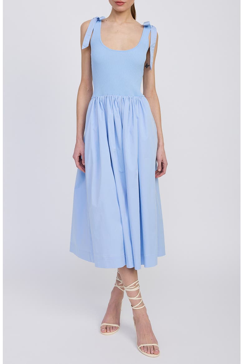 Wren Mixed Media Midi Sundress, Main, color, BLUE