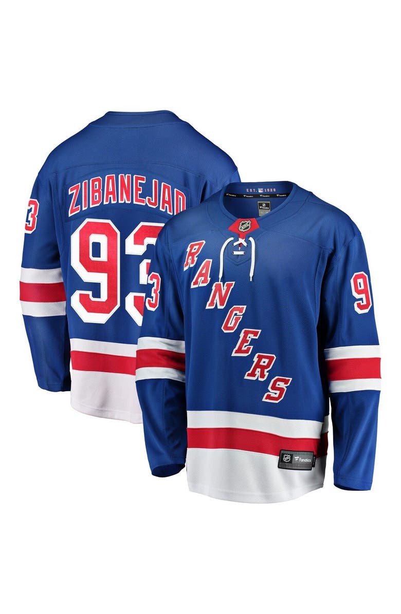 FANATICS Men's Fanatics Branded Mika Zibanejad Blue New York Rangers Premier Breakaway Player Jersey, Alternate, color, 