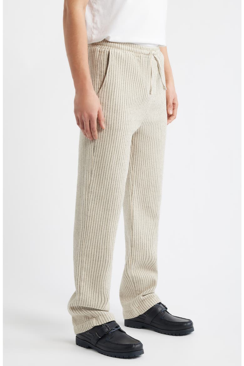 Sorrento Pinstripe Cotton & Linen Drawstring Pants, Alternate, color, ECRU
