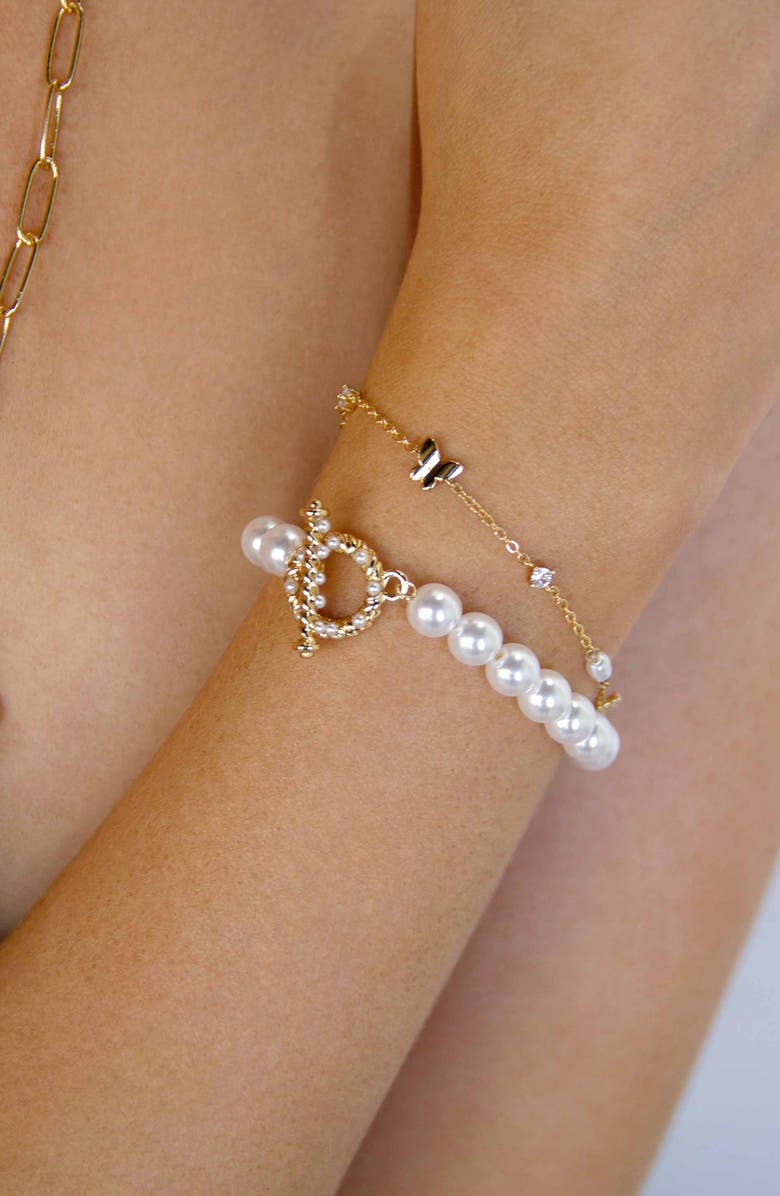 Ettika Butterfly Station Bracelet, Alternate, color, Gold