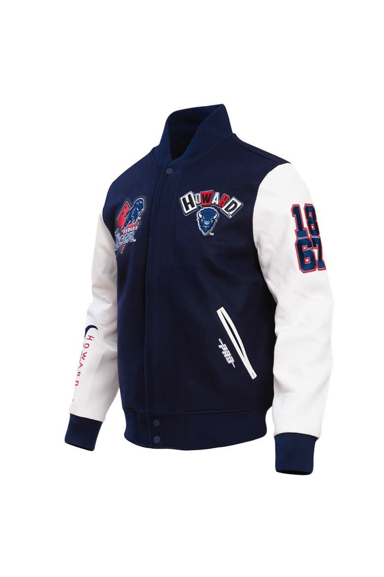 Men's Pro Standard Navy Howard Bison Homecoming Varsity Full-Snap Jacket, Alternate, color, Navy