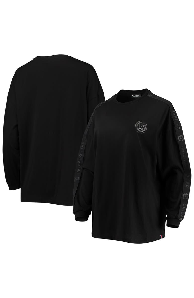 THE WILD COLLECTIVE Women's The Wild Collective Black Chicago Fire Tri-Blend Long Sleeve T-Shirt, Main, color, Black