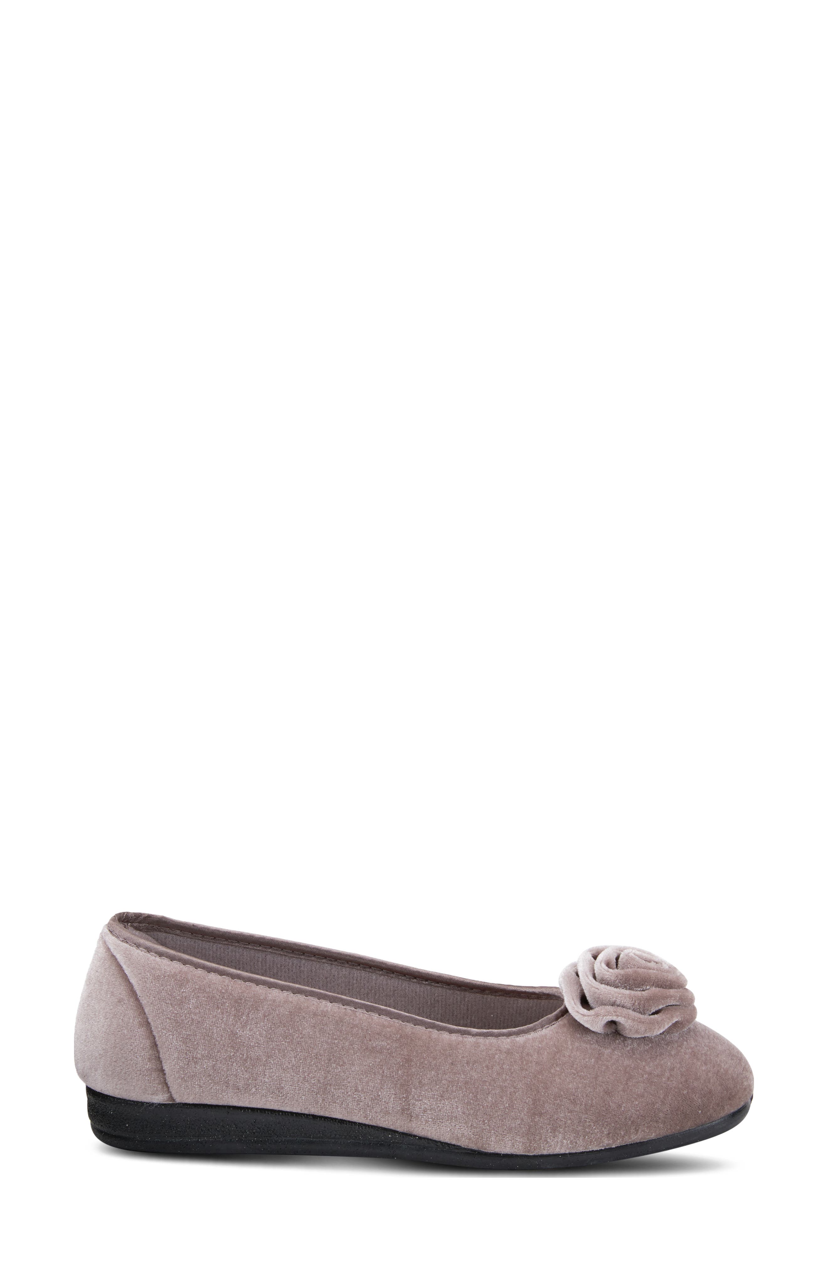 Flexus by Spring Step Roseloud Velvet Slipper, Alternate, color, Light Grey