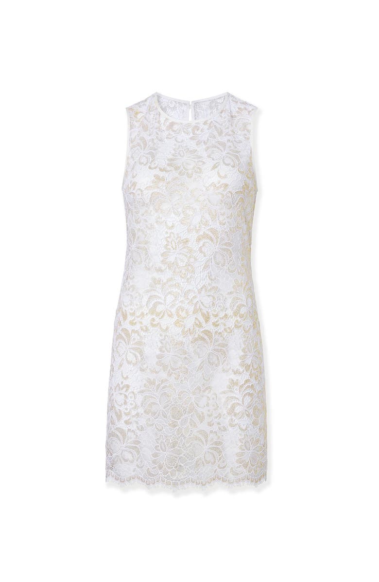 STYLEST AquaLace Quick-Dry Shift Dress Cover-Up, Alternate, color, Gold Floral Lace