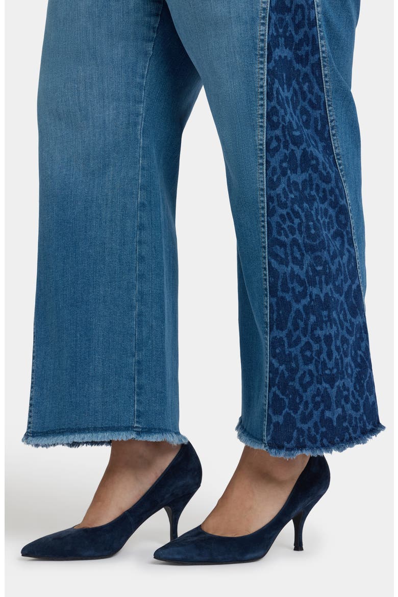 Teresa Frayed Two-Tone Wide Leg Jeans, Alternate, color, LEOPARD CREST