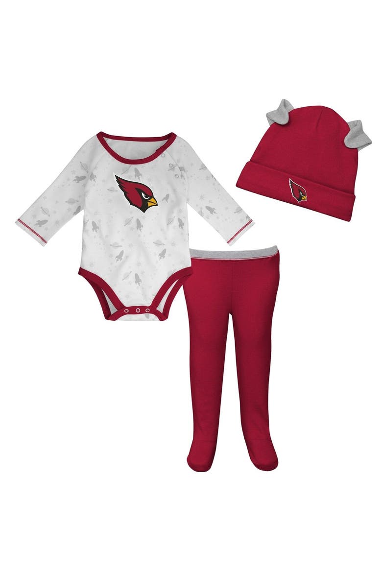 Newborn & Infant White/Cardinal Arizona Cardinals Dream Team Bodysuit Pants & Hat Set, Main, color, White