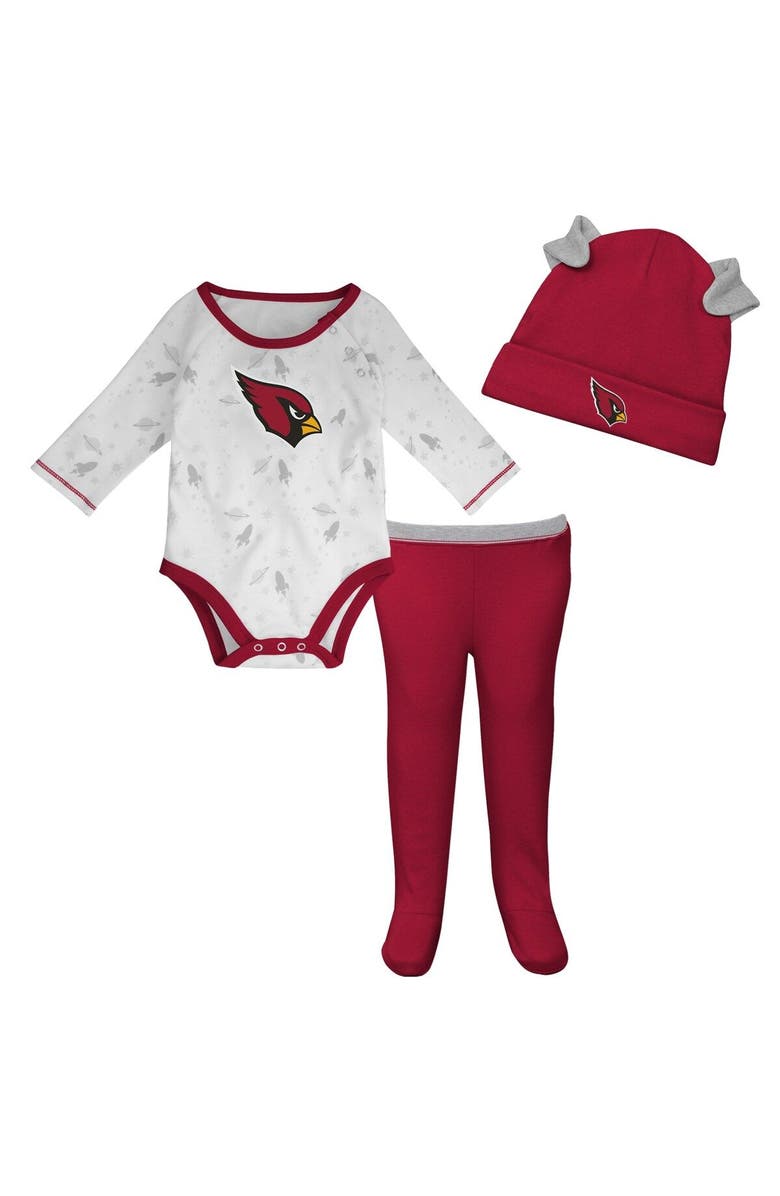 Outerstuff Newborn & Infant White/Cardinal Arizona Cardinals Dream Team Bodysuit Pants & Hat Set, Main, color, White