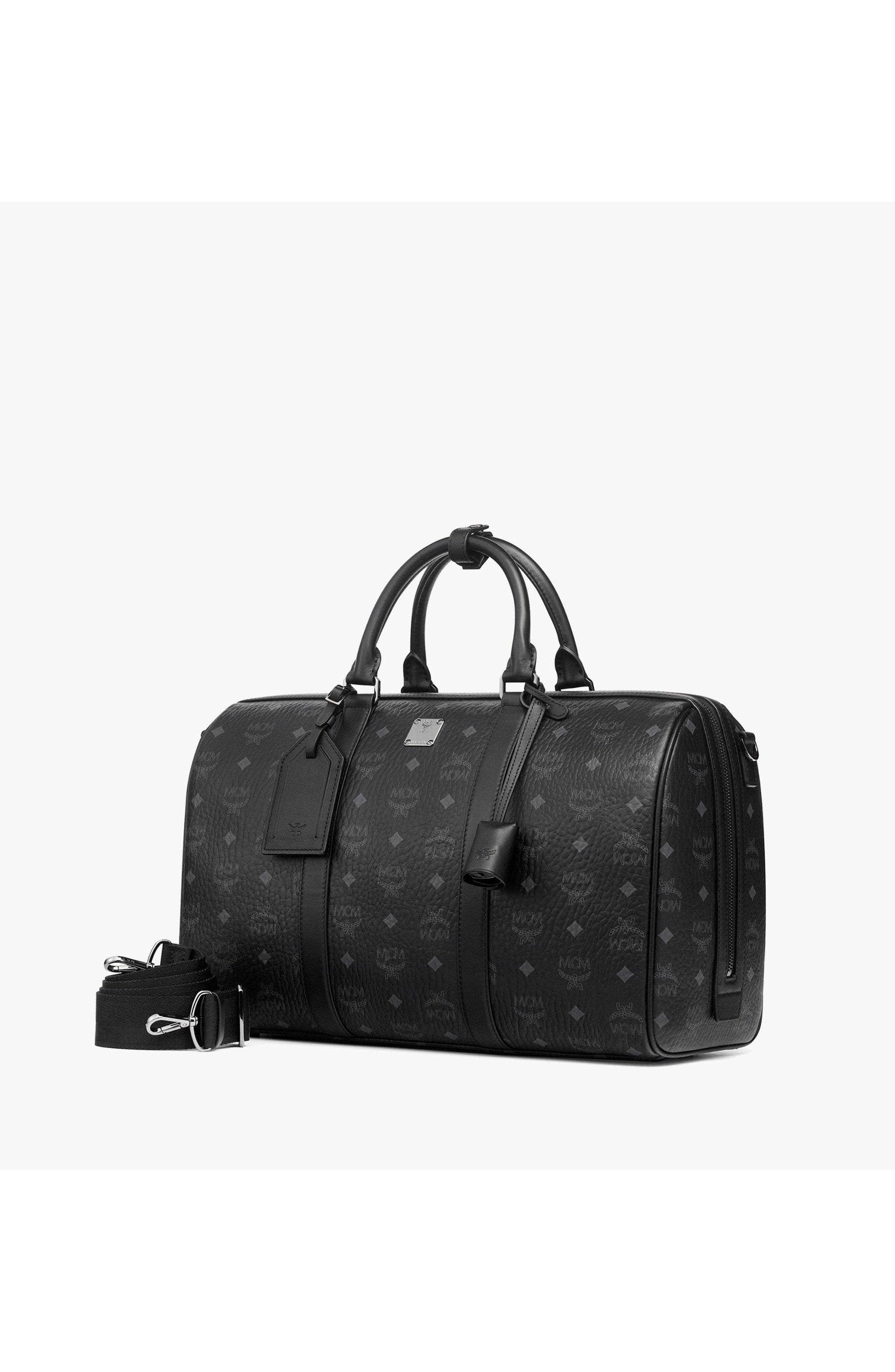 MCM Ottomar Weekender Bag in Visetos, Alternate, color, Black