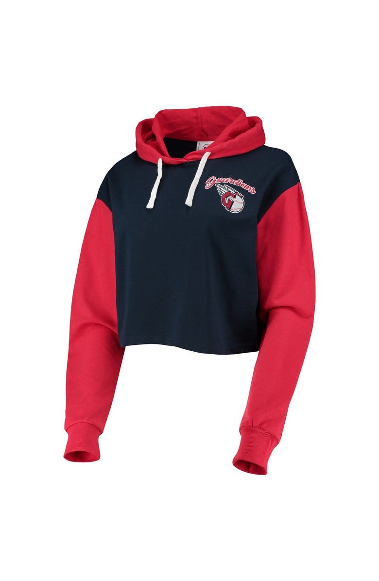 FOCO Women's FOCO Navy/Red Cleveland Guardians Color-Block Pullover Hoodie & Shorts Lounge Set, Alternate, color, Navy