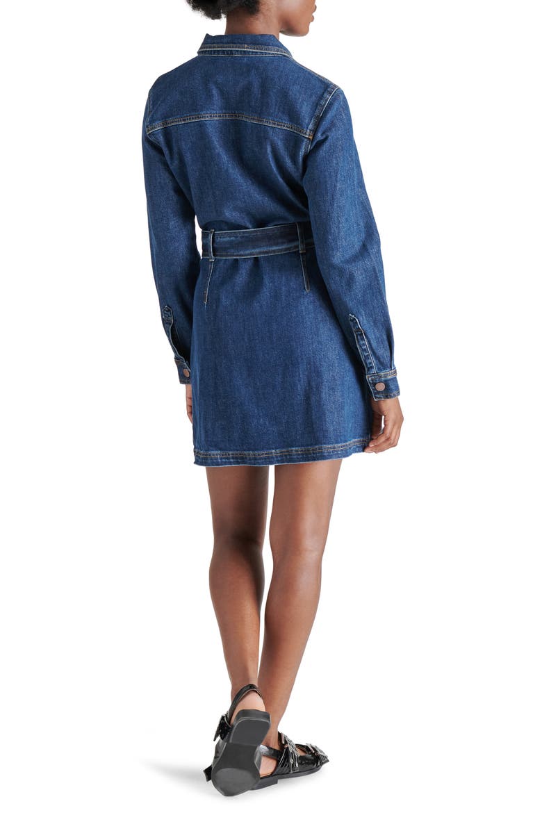 Steve Madden Jolena Long Sleeve Belted Denim Mini Shirtdress, Alternate, color, 
